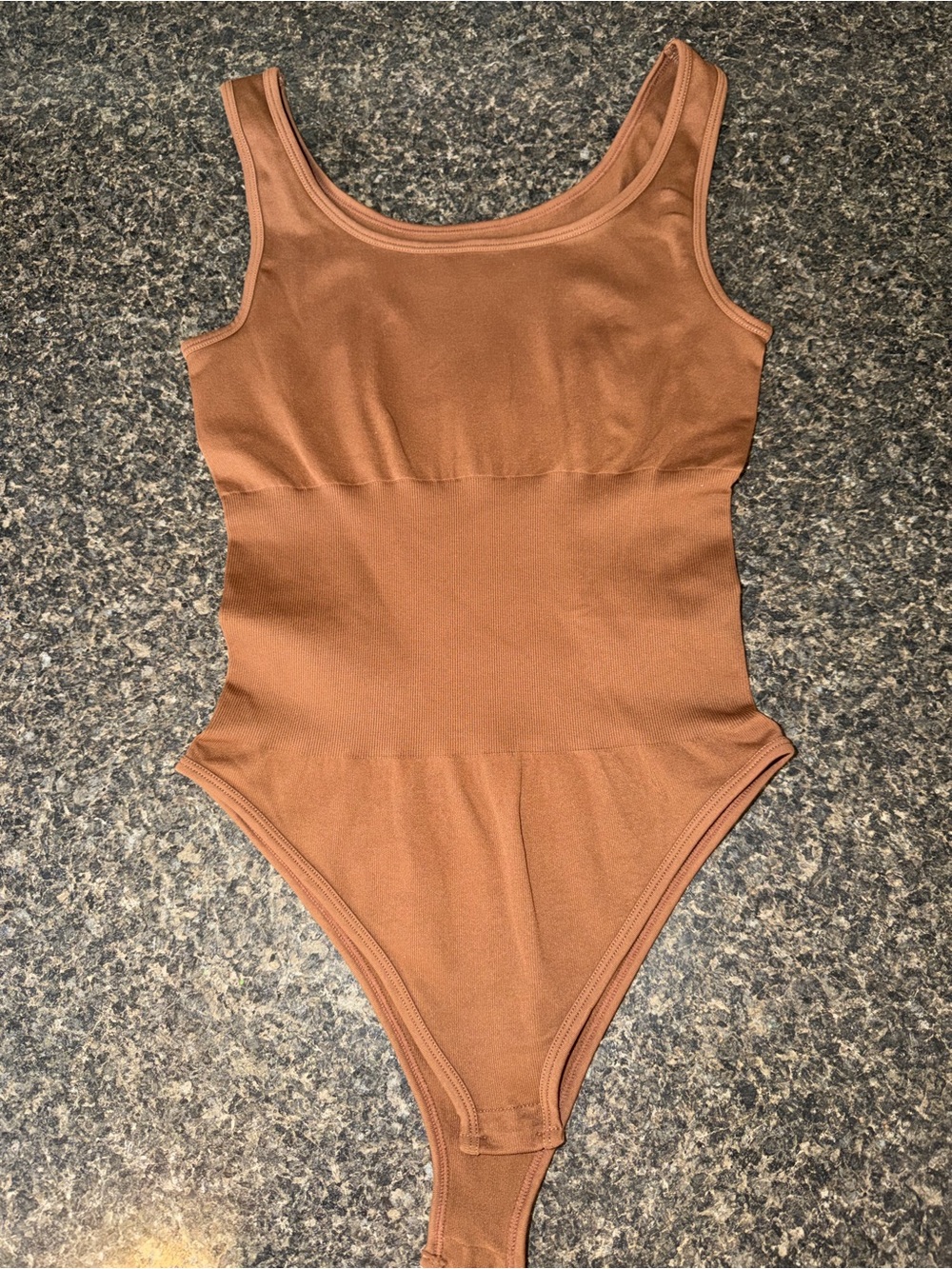 Sleek Brown Women's Scoop Neck Bodysuit